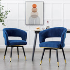 Grey/Blue/Green Velvet Swivel Armchair with Gold Legs, Set of 2