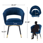 Grey/Blue/Green Velvet Swivel Armchair with Gold Legs, Set of 2
