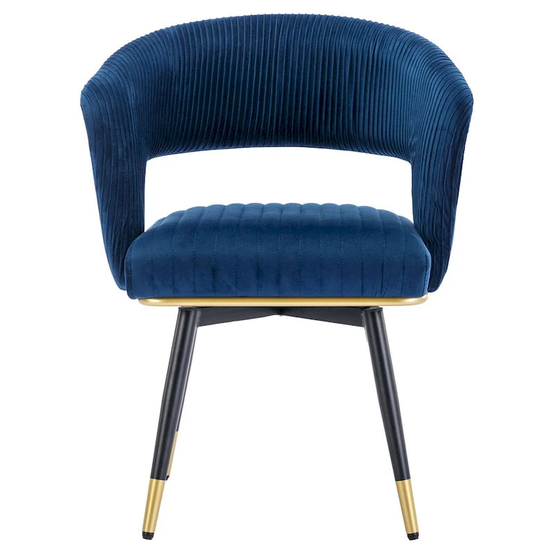Grey/Blue/Green Velvet Swivel Armchair with Gold Legs, Set of 2