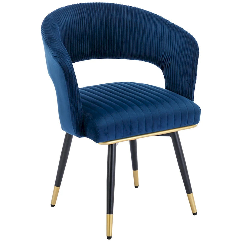 Grey/Blue/Green Velvet Swivel Armchair with Gold Legs, Set of 2