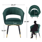 Grey/Blue/Green Velvet Swivel Armchair with Gold Legs, Set of 2