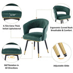 Grey/Blue/Green Velvet Swivel Armchair with Gold Legs, Set of 2