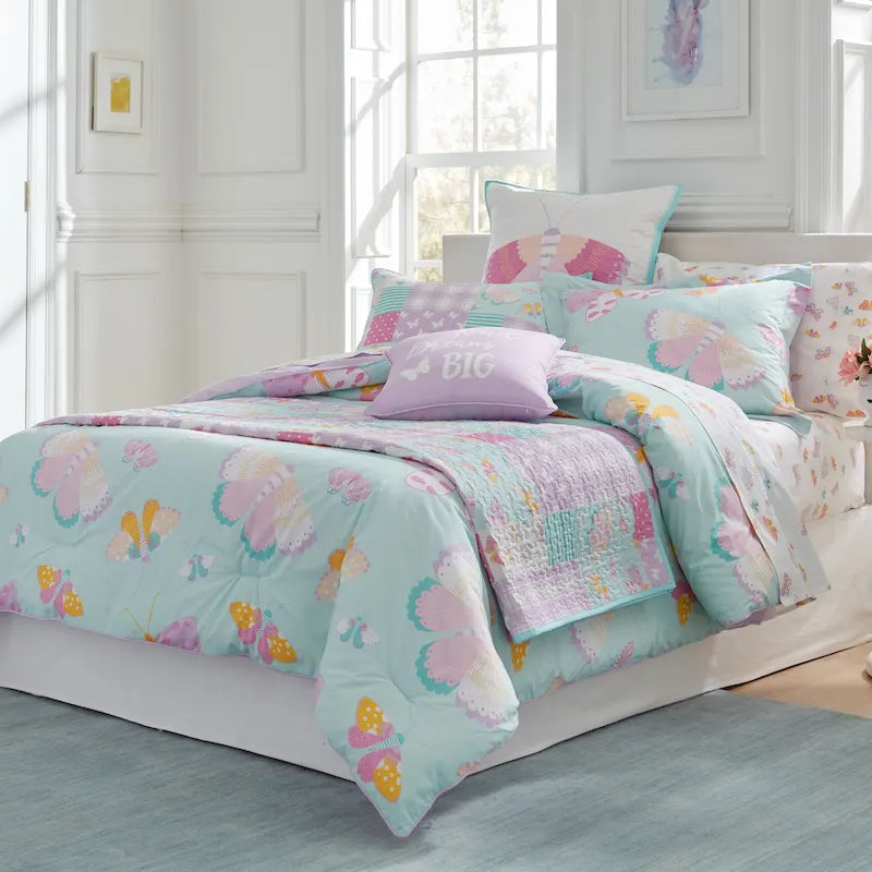 Fundas de almohada europeas acolchadas de algodón con hadas mariposa