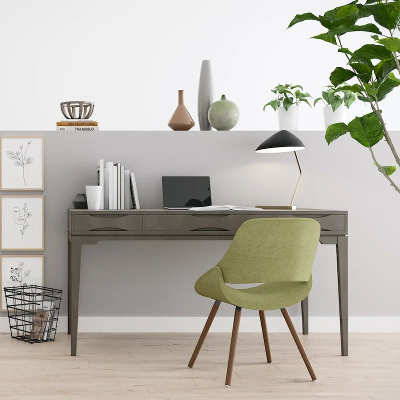 Escritorio de Madera de Caucho Maciza, de Estilo Mid-Century, 152 cm, 1 Persona