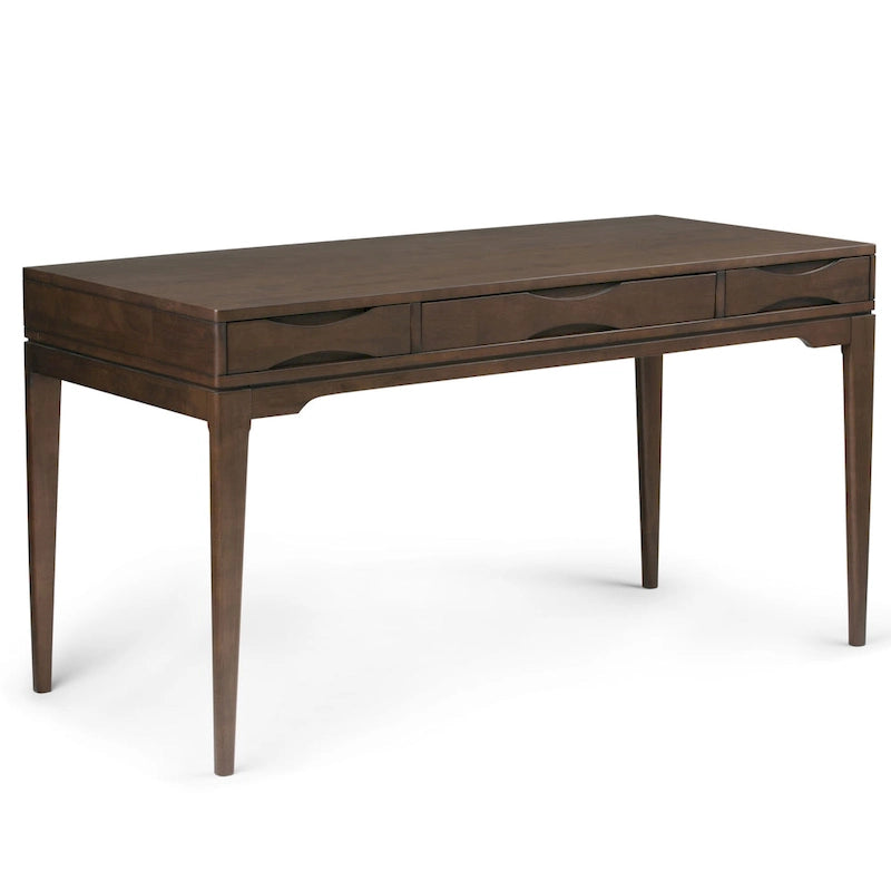 Solid Rubberwood Mid-Century Writing Desk, 60 in., 1 Person