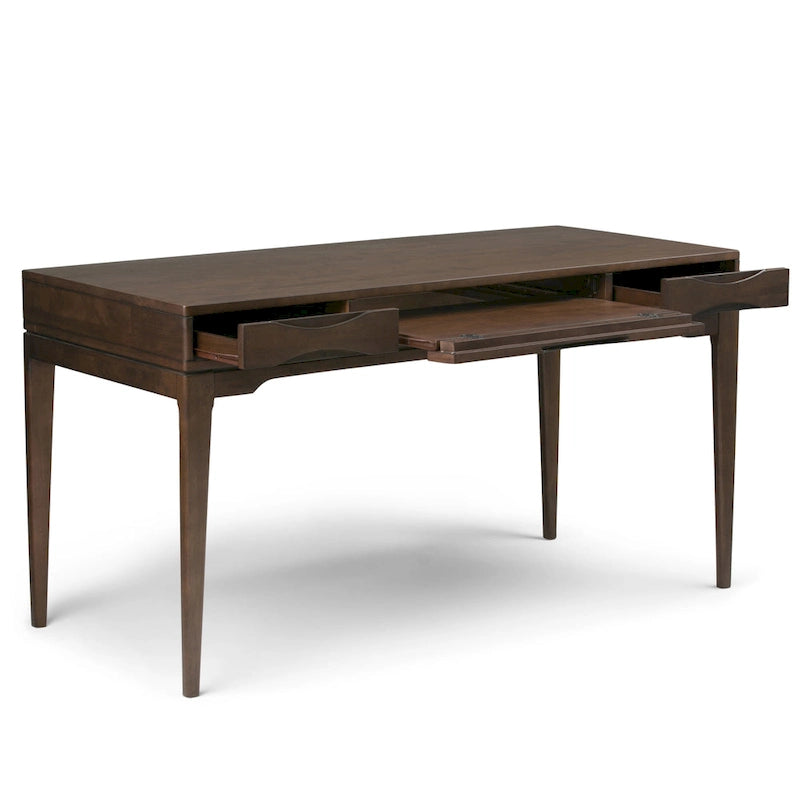 Solid Rubberwood Mid-Century Writing Desk, 60 in., 1 Person