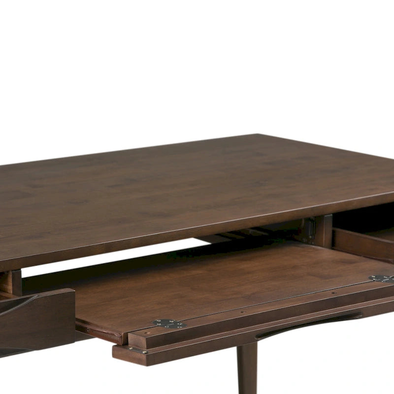 Solid Rubberwood Mid-Century Writing Desk, 60 in., 1 Person