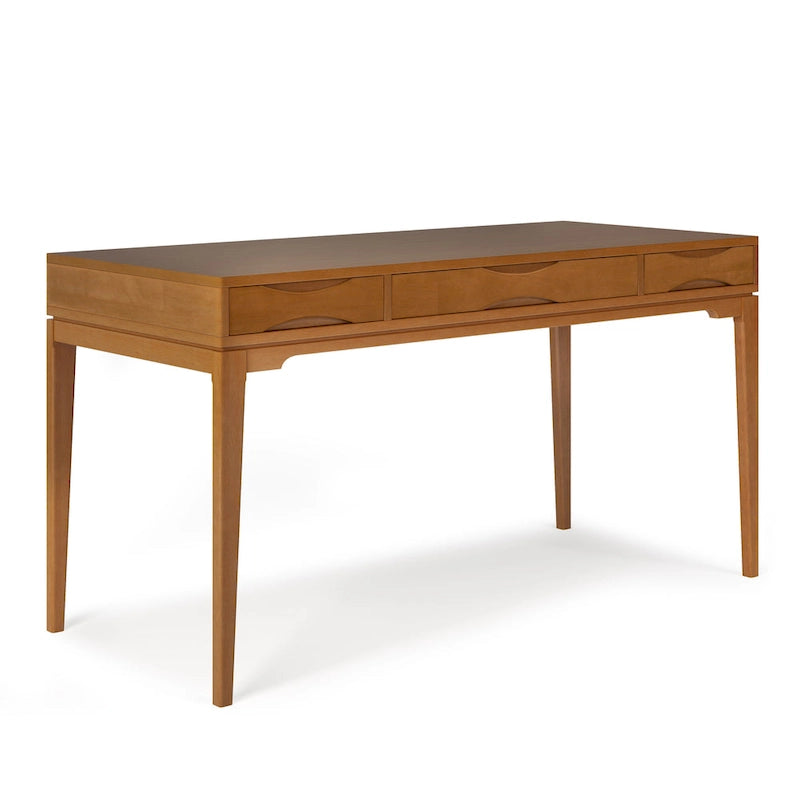 Solid Rubberwood Mid-Century Writing Desk, 60 in., 1 Person
