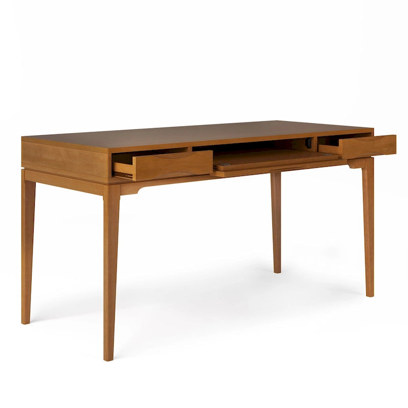 Solid Rubberwood Mid-Century Writing Desk, 60 in., 1 Person
