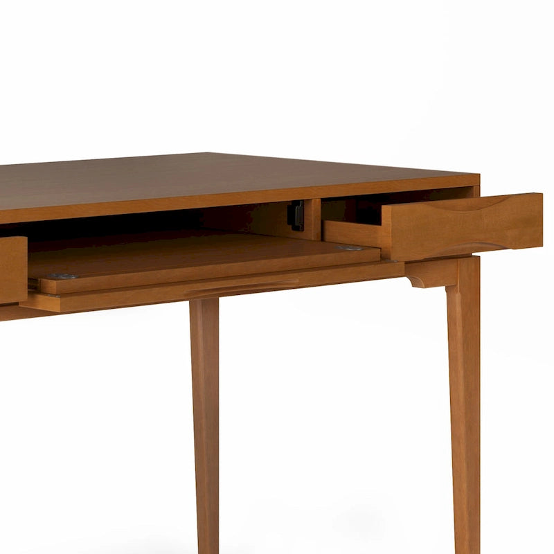 Solid Rubberwood Mid-Century Writing Desk, 60 in., 1 Person