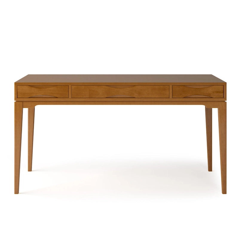 Solid Rubberwood Mid-Century Writing Desk, 60 in., 1 Person