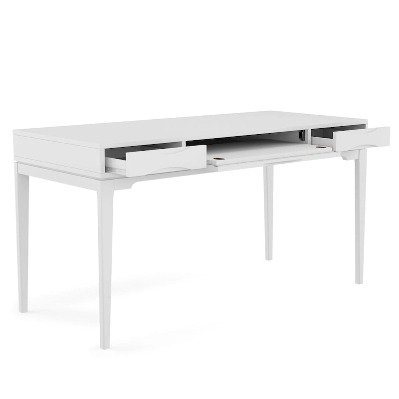 Solid Rubberwood Mid-Century Writing Desk, 60 in., 1 Person