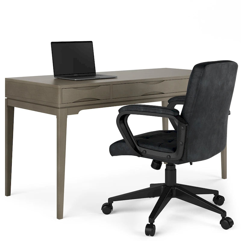 Solid Rubberwood Mid-Century Writing Desk, 60 in., 1 Person