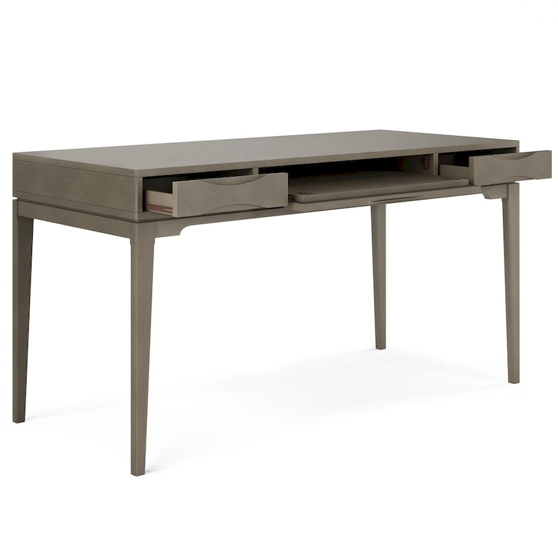 Solid Rubberwood Mid-Century Writing Desk, 60 in., 1 Person