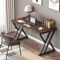 55" Writing Desk, Vintage Brown, Z-Shape Leg, 1-Person