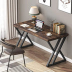 55" Writing Desk, Vintage Brown, Z-Shape Leg, 1-Person