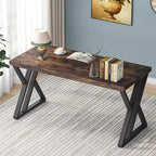 55" Writing Desk, Vintage Brown, Z-Shape Leg, 1-Person
