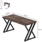 55" Writing Desk, Vintage Brown, Z-Shape Leg, 1-Person