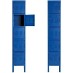 Blue/Grey 5-Door Metal Storage Locker, 1 User per Compartment