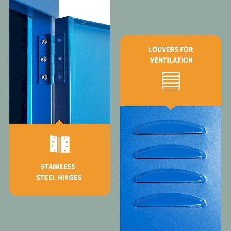 Blue/Grey 5-Door Metal Storage Locker, 1 User per Compartment