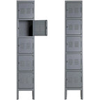 Blue/Grey 5-Door Metal Storage Locker, 1 User per Compartment