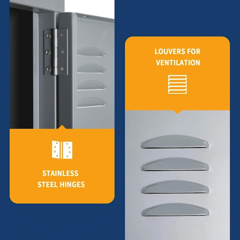 Blue/Grey 5-Door Metal Storage Locker, 1 User per Compartment