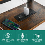 Height-Adjustable Rolling Laptop Desk with Charging Station, 1 Person