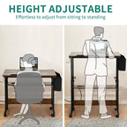 Height-Adjustable Rolling Laptop Desk with Charging Station, 1 Person