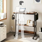 Height-Adjustable Rolling Laptop Desk with Charging Station, 1 Person