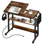 Height-Adjustable Rolling Laptop Desk with Charging Station, 1 Person