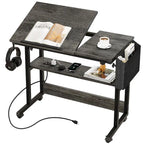 Height-Adjustable Rolling Laptop Desk with Charging Station, 1 Person