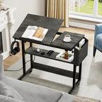 Height-Adjustable Rolling Laptop Desk with Charging Station, 1 Person