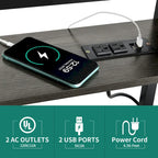 Height-Adjustable Rolling Laptop Desk with Charging Station, 1 Person