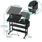 Height-Adjustable Rolling Laptop Desk with Charging Station, 1 Person