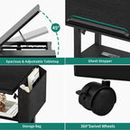 Height-Adjustable Rolling Laptop Desk with Charging Station, 1 Person