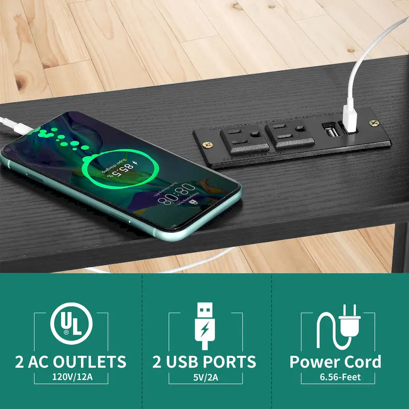 Height-Adjustable Rolling Laptop Desk with Charging Station, 1 Person