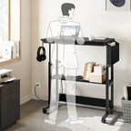 Height-Adjustable Rolling Laptop Desk with Charging Station, 1 Person