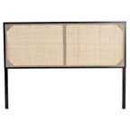 Natural Brown / Black Bohemian Rattan & Wood Queen Headboard