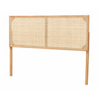 Natural Brown / Black Bohemian Rattan & Wood Queen Headboard