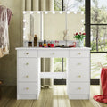 White / Black 9-Drawer Makeup Vanity with LED Mirror, 3 Mirrors – 1 Person