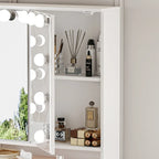 White / Black 9-Drawer Makeup Vanity with LED Mirror, 3 Mirrors – 1 Person
