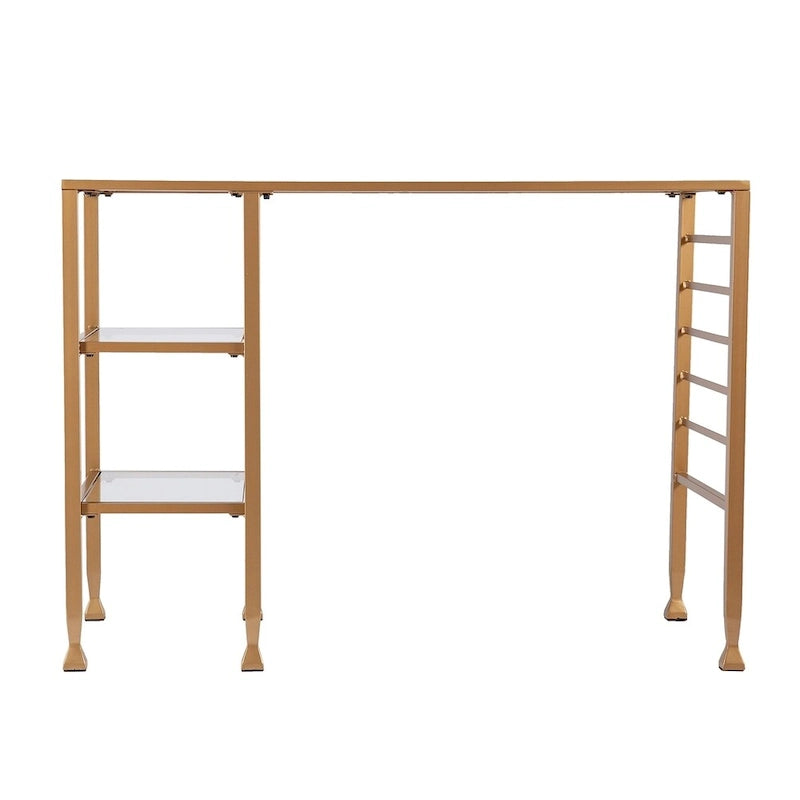 Gold Metal & Glass Writing Desk, 1-Person