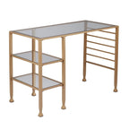Gold Metal & Glass Writing Desk, 1-Person