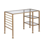 Gold Metal & Glass Writing Desk, 1-Person