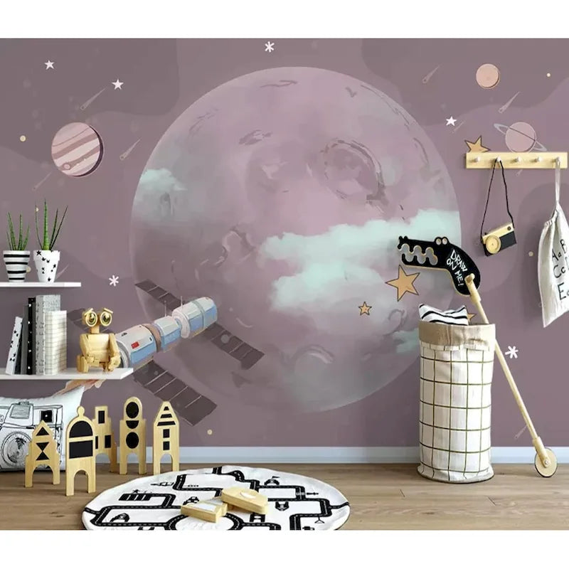 GK Wall Design Kids Cartoon Planets and Space Removable Wallpaper