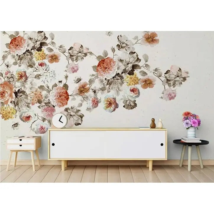 GK Wall Design Vintage Orange Flower Peony Blossom Bohemian Wallpaper