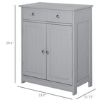 Grey Wood Finish Freestanding Bathroom Cabinet, 2 Drawers & 1 Door