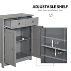 Grey Wood Finish Freestanding Bathroom Cabinet, 2 Drawers & 1 Door