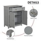 Grey Wood Finish Freestanding Bathroom Cabinet, 2 Drawers & 1 Door