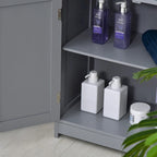 Grey Wood Finish Freestanding Bathroom Cabinet, 2 Drawers & 1 Door
